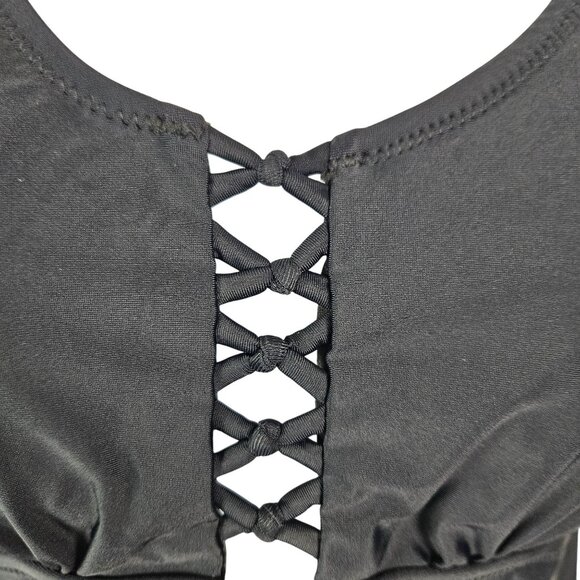 BMJL Womens Black One-Piece Swimsuit Lace-Up Front Cross Back Straps Size Large - Picture 7 of 12